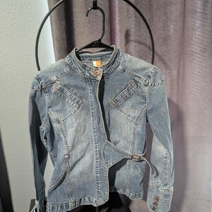 Akademiks Blue Jean Jacket with Button Details